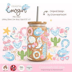 Coastal Cowgirl Glass Can Wrap, Summer Aesthetics, Girly Summer Wrap, Western Cup Wrap, Summer Vibes Wrap, UV DTF Wrap, Hello Summer Wrap
