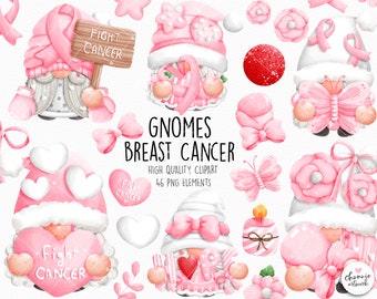 Breast cancer awareness Gnomes, Breast cancer gnome, fight cancer gnome, pink october gnome, gnome, fight cancer clipart