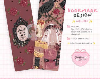 Dark Wedding Bookmark Design PNG, Gothic Romance Bookmark, Crow Snake Blood Oath Bookmark, Til Death Do Us Part Printable PDF