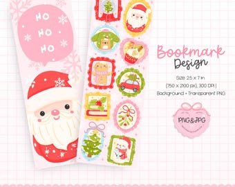 かわいいクリスマスのブックマーク、クリスマスフレームのブックマーク、クリスマスの美学、クリスマスのボヘミアンデコレーション、ブックマークの美学、サンタのブックマーク