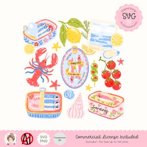 Fisherman Aesthetic Sardines Clipart, Cute Sardines Can,Girly Summer,Tinned Fish Bow, Coastal Nautical Summer,Trendy Ocean Beach Vibes