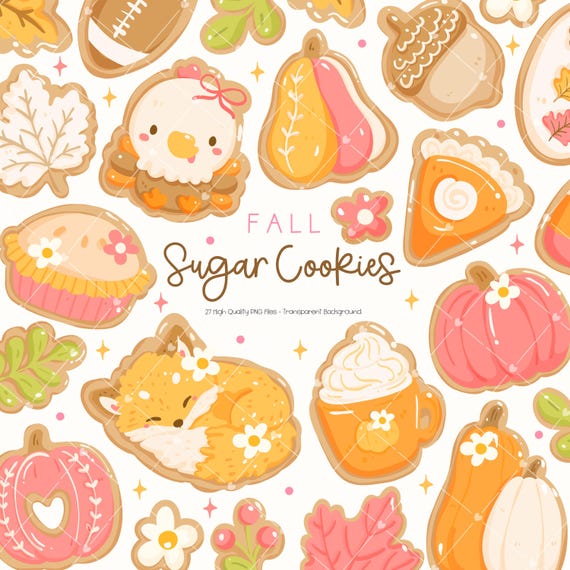 Fall Sugar Cookies Clipart,Fall Clipart Bundl, Falls Clipart,Girly Fall Clipart,Fall Aesthetics Shirt, Cozy Fall Aesthetics, Hello Falls Svg