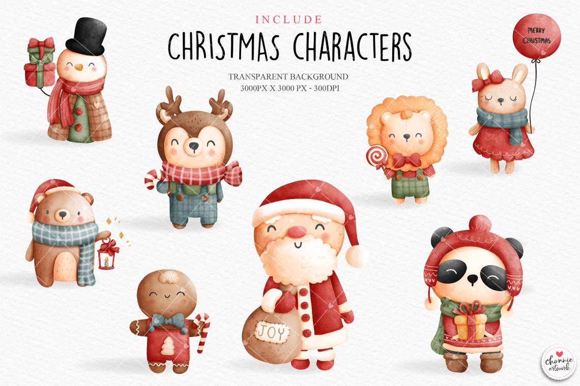 Christmas Santa and Friends Clipart Christmas Clipart - Etsy