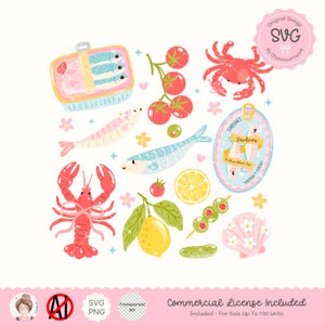 Fisherman Aesthetic Sardines Clipart,Cute Sardines Can,Girly Summer,Tinned Fish Bow, Coastal Nautical Summer,Trendy Ocean Beach Vibes
