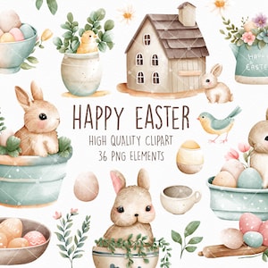 Easter Clipart, Easter Rabbit Clipart, Rabbit Clipart, Easter Clipart, Easter Eggs Clipart.