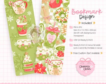 Kerst Matcha-bladwijzer, kerstbladwijzers, Matcha Lover-bladwijzer, Matcha Girl-bladwijzer, Matcha Girly, schattige pastelkleurige café-esthetiek