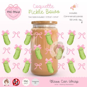 Coquette Pickle Bows Cup Wrap, Pickle Wrap, Pickle Lover Cup Wrap, Cute Pickle Design, Kawaii Pickle Sticker, Cute Pickle Glass Can