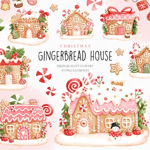 Christmas Gingerbread Houses Clipart, Christmas Cookies Clipart, Winter Clipart, Christmas village clipart