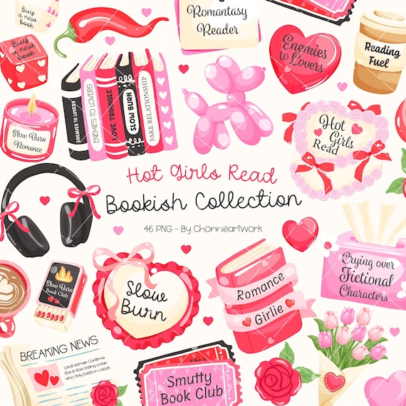 Bookish Girl Clipart,Bookish Png Clipart,Clipart Bookish,Books Lovers Clipart, Bookish Girlie Png, Bookish Love Quote, Cute Bookish Stickers