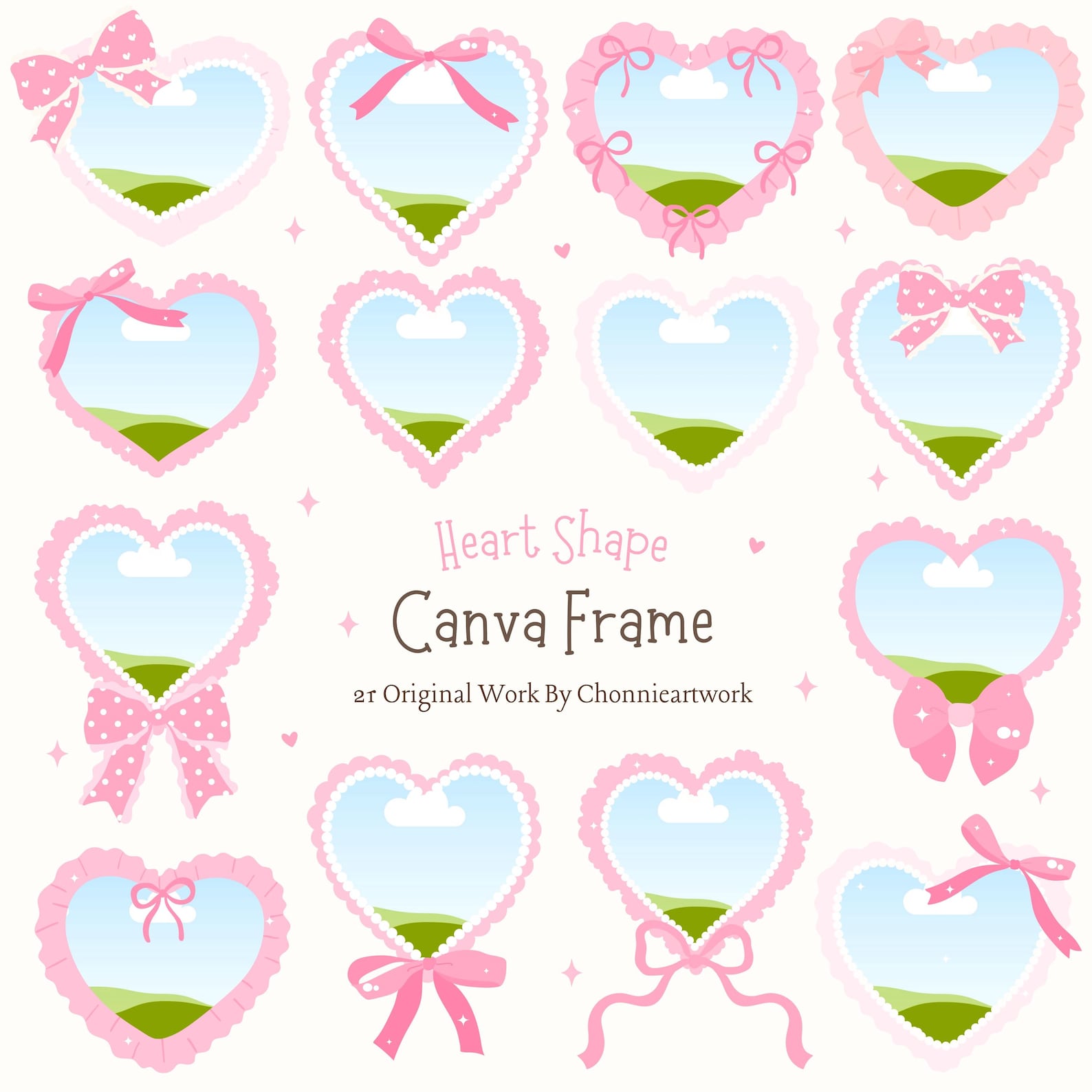 Heart Shape Canva Frame Template, Canva Drag & Drop Frame, Valentine ...