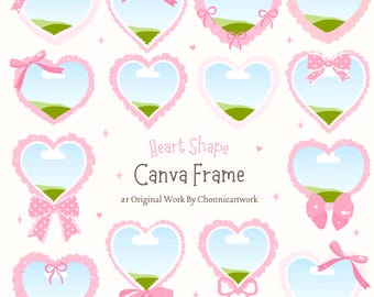 Heart Shape Canva Frame Template, Canva Drag & Drop Frame, Valentine Canva Frame,Canva Template,Valentines Canva Frame Mock-up with Tutorial