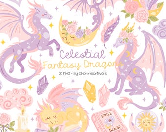Dragon Celestial, Celestial Dragon Art, Dragon Wings Clipart, Magic Dragon Clipart, Dragon Clipart Fairytale, Dragon Wings Aesthetic