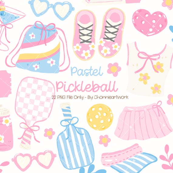 Pasel Pickleball Clipart, Retro Pickleball, Coquette Pickleball, Pickleball lover, Aesthetic Pickleball, Pickleball Sublimation