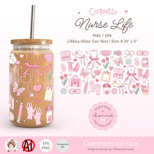 Kokette Krankenschwester Cup Wrap, Krankenschwester Glass Can Wrap Design, Niedliche Krankenschwester Cup Wrap, Krankenschwester Glass Can, Medizinische Cup Wrap, Krankenschwester Ästhetik