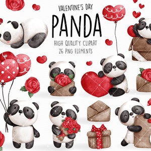 Valentine&#39;s panda clipart, panda clipart, love clipart, Valentine&#39;s day panda clipart, Valentine&#39;s animal clipart