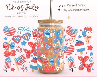 4th of July Libbey Glass Can Wrap, 4th of July Wrap, 4th of July Tumblers Wrap, American Cup Wrap, Patriotic Cup Wrap, Digital Download