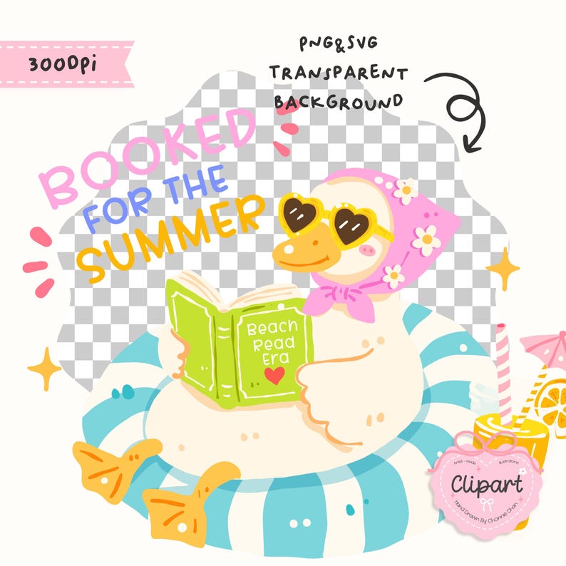Summer Bookish Clipart Bundle, Beach Reader PNG, Coastal Reading Club ...