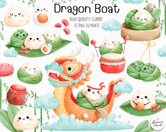 Dragon boat festival clipart, Dragon boat clipart, Chinese festival clipart, China, Rice dumpling