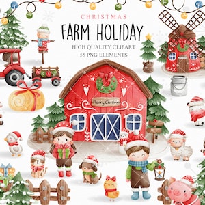 Christmas farm clipart, Farm clipart, Farm animal clipart, Christmas animal clipart