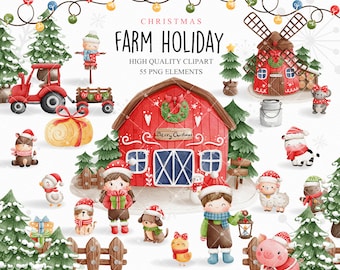 Christmas farm clipart, Farm clipart, Farm animal clipart, Christmas animal clipart