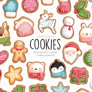 Watercolor Christmas Cookies Clipart. Christmas Gingerbread Clipart. Christmas Cookies Clip art. Christmas PNG.