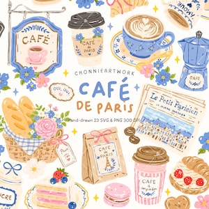 Imágenes prediseñadas de Café de París, diseño PNG para amantes del café francés (descarga digital)