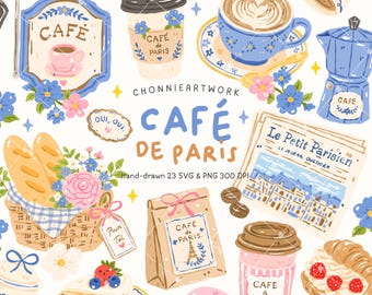 Café de Paris Clipart, French Coffee Lover PNG Design (Digital Download)
