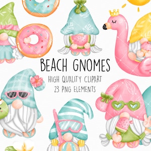 Summer Gnomes Clipart, Beach Gnomes PNG, Summer Gnomes Clipart Bundle, Summer Gnome Clipart, Fruit gnome Clipart