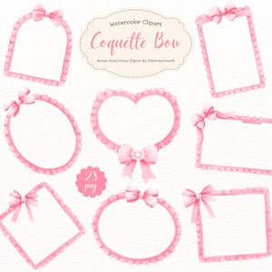Pink Coquette Ribbon Frame clipart Gift bow clipart Fashion clipart Decoration valentine gift Birthday party Aesthetic for sublimation