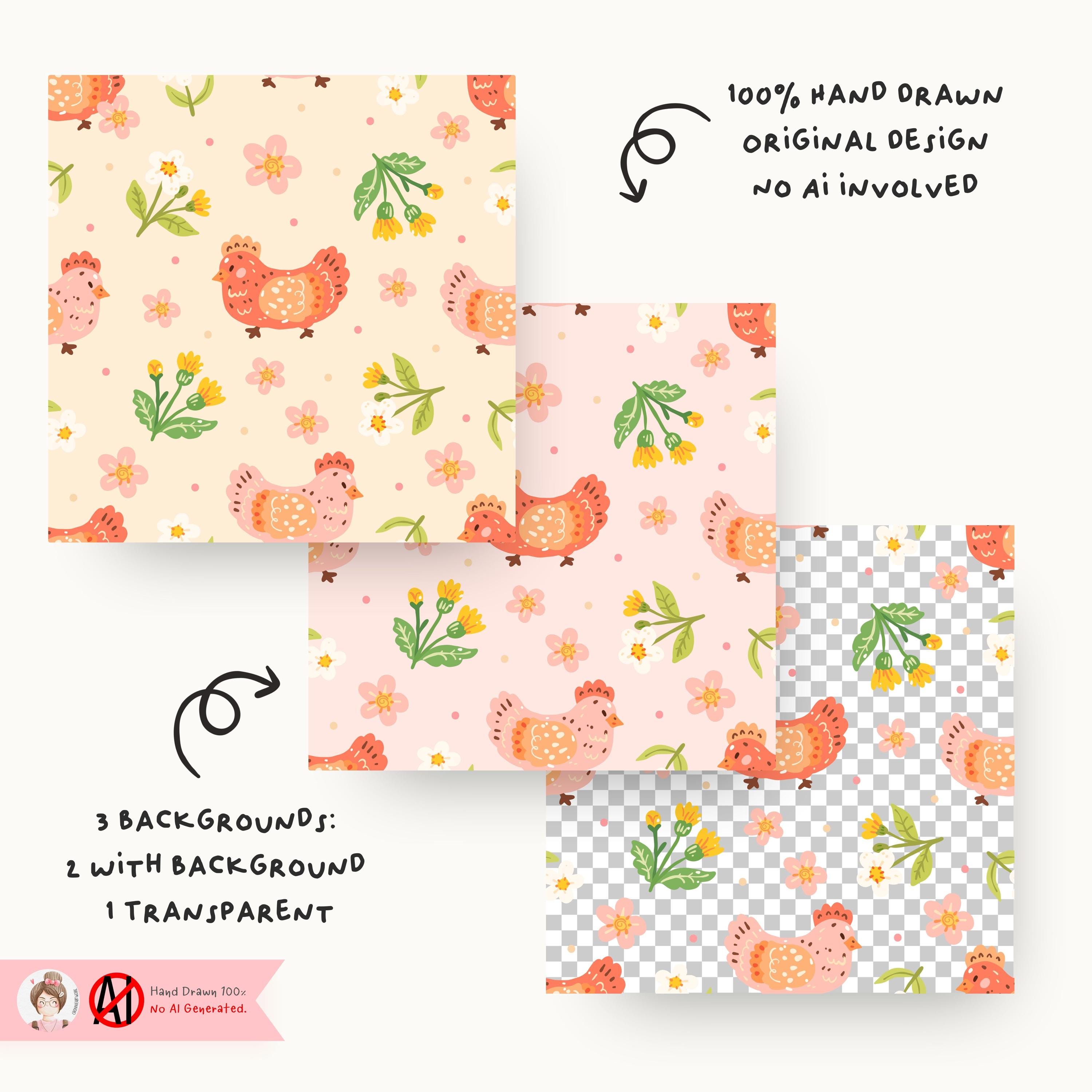 Chicken Seamless Pattern, Farm Animal Fabric, Chicken Lover Gift, Hen ...