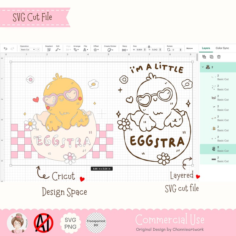 I’m a Little Eggstra SVG PNG EPS Funny Kawaii Chick Easter Cut File ...
