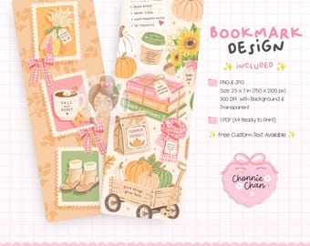 Lesezeichen mit Kürbismotiv, Lesezeichen für Herbstbücher, Lesezeichen zum Ausdrucken für den Herbst, Gemütliches Geschenk für Bücherliebhaber, Lesezeichen mit Kürbismotiv, Niedliches Lesezeichen zum Lesen