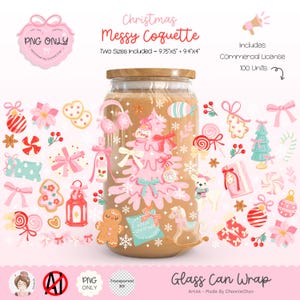 Pastel Christmas Wrap, Christmas Cups Wraps, Messy Coquette Christmas Wrap, Uv Dtf Christmas Cup Wraps,Coquette Christmas Pink,Christmas Png