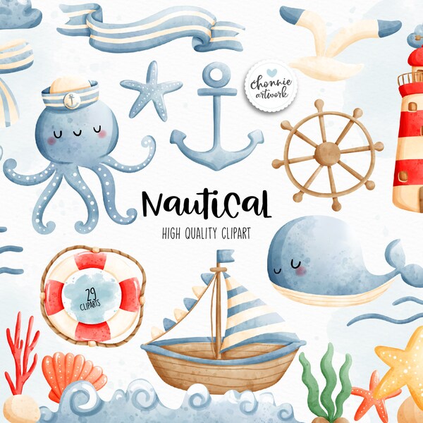 Nautical clipart, Ocean clipart, Lighthouse, Marine clipart