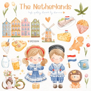 Clipart olandese Dreamscape, Clipart Olanda, Clipart di Amsterdam, Clipart punto di riferimento, Clipart di viaggio, Clipart olandese