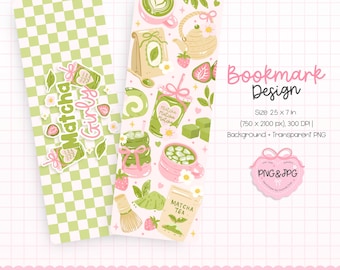 Matcha Bookmark, Matcha Lover Bookmark, Matcha Girl Bookmark, Matcha Girly, Matcha Tea Gifted, Kawaii Matcha, Cute Pastel Cafe Aesthetic