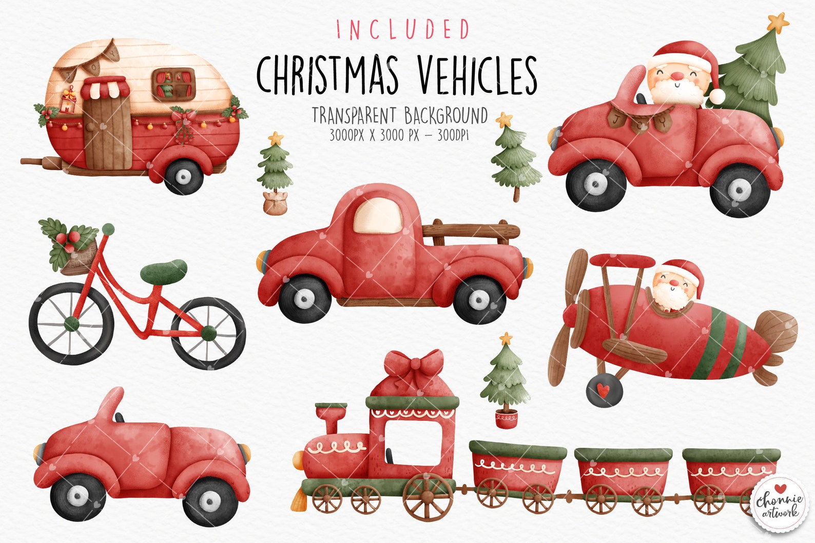 Christmas Vehicles Clipart Christmas Car Clipart Christmas Etsy