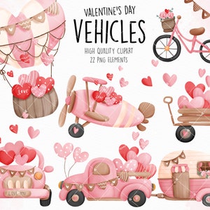 Valentine's Vehicles clipart, Valentine's day clipart, Valentine's car clipart, love clipart, Valentine's day clipart