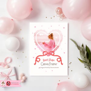 Red Heart Shape Canva Frame Template, Canva Drag & Drop Frame ...