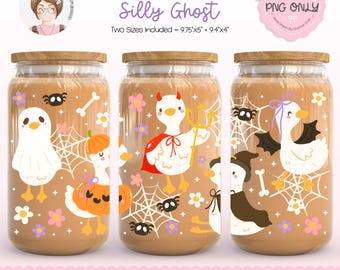 Silly Goose Ghost-beker wrap, Silly Goose Halloween-glasblik, Silly Goose Wrap, Halloween Goose Wrap, Halloween Goose, Halloween-esthetiek