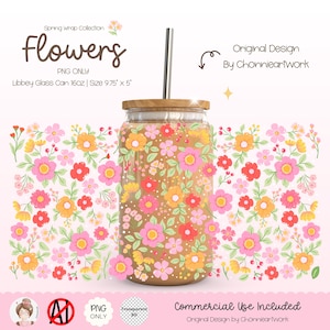 Bunte Blumenglasdosenverpackung, Blumenverpackung, Daisy Cup Wrap, Wildblumennahtlose Verpackung, UV-DTF-Verpackung, Blumenglasdose, Geschenk für ihre Verpackung