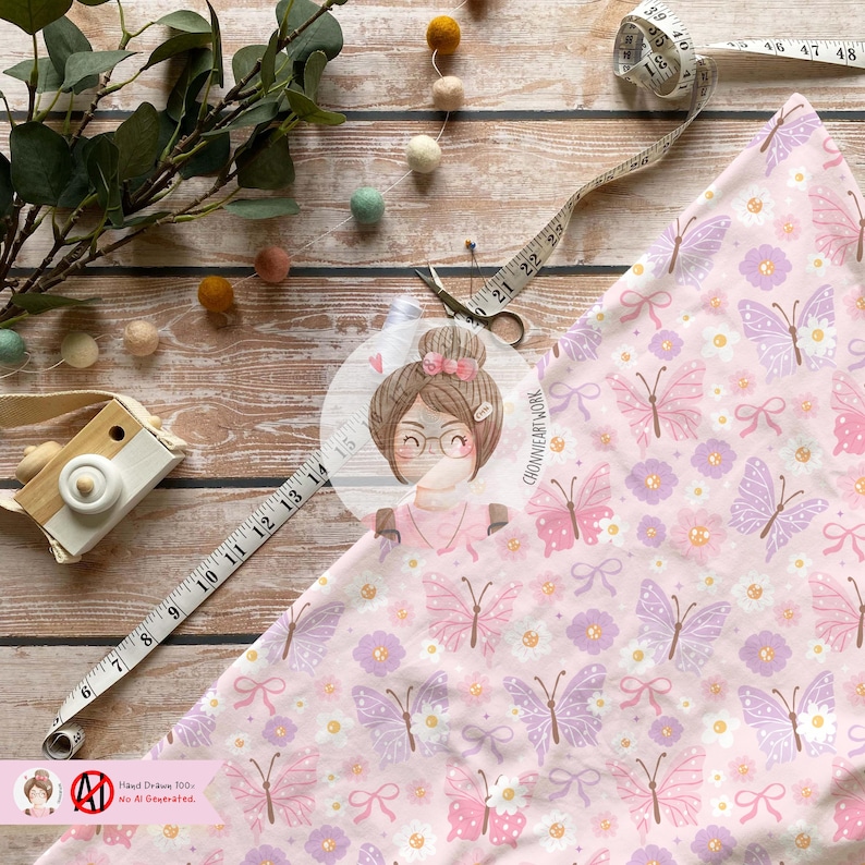 Pastel Butterfly Seamless Pattern – Cute Pink & Purple Floral Digital ...