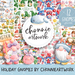 Gnome Clipart Bundle, Holiday Gnome Clipart, Gnome Clipart, Gnome ...