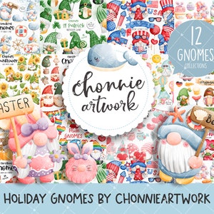 Gnome Clipart Bundle, Holiday Gnome clipart, gnome clipart, gnome bundle, holiday bundle