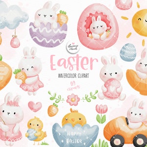 Easter Clipart, Easter Rabbit Clipart, Rabbit Clipart, Easter Clipart, Easter Eggs Clipart.