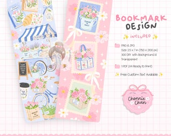 Marcapáginas imprimible del Mercado de Flores de París, Marcapáginas del Mercado de Flores, Regalo para lectores estilo cottagecore, PDF imprimible PNG JPG, Club de lectura de París