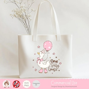 One Silly Goose SVG PNG EPS – Cute Birthday Goose Clipart, Whimsical Farmhouse Party Animal Sublimation, shirts, stickers, and nursery decor image 4