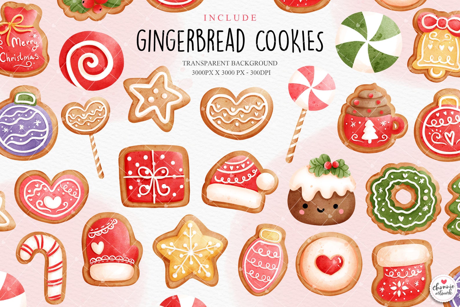 Christmas Gingerbread Houses Clipart Christmas Cookies - Etsy