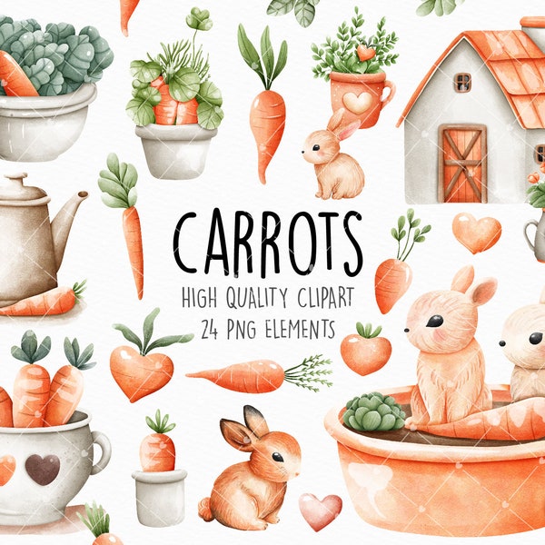 Carrot clipart, Easter clipart, rabbit clipart, Easter carrot clipart, carrot and rabbit clipart, farm clipart