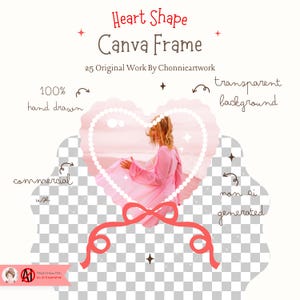 Red Heart Shape Canva Frame Template, Canva Drag & Drop Frame ...